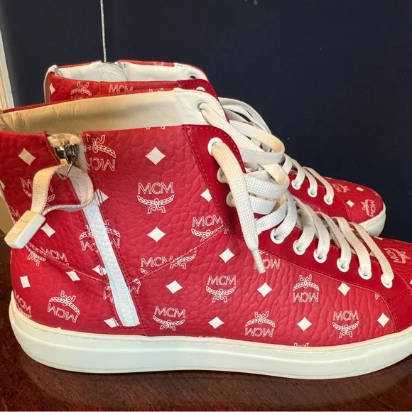 MCM Red and White Logo High-Tops